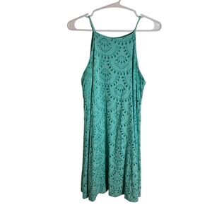 Luxology Aqua Eyelet Halter Midi Dress Size 6